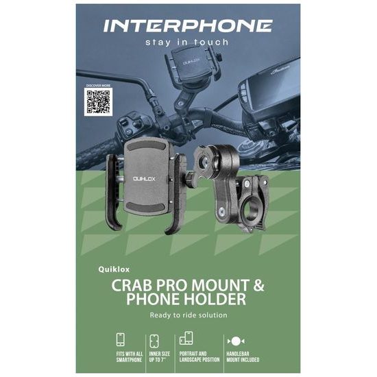 Univerzální držák Interphone Crab Pro QUIKLOX, úchyt na řídítka