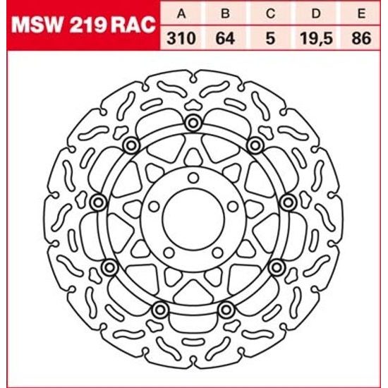 Brzdový kotouč plovoucí MSW219RAC