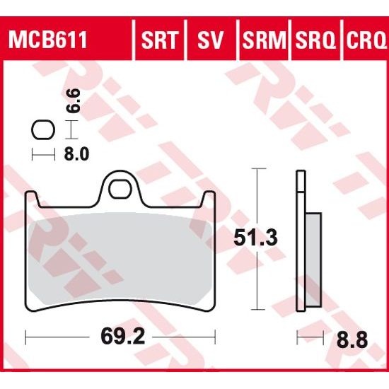 Brzdové destičky MCB611SCR