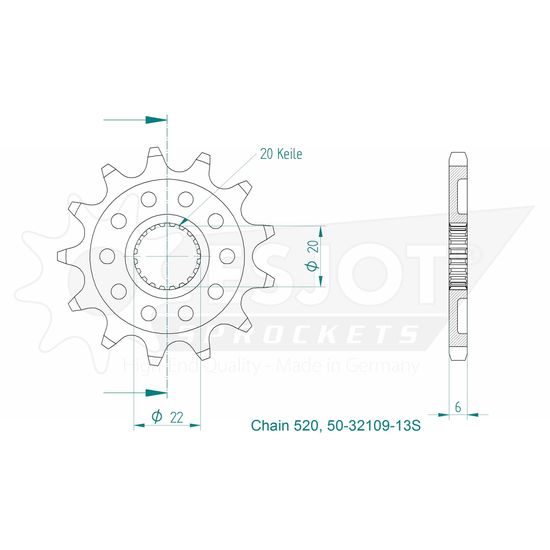 Řetězové kolečko 13 zubů