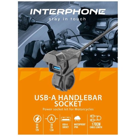 Nabíječka Interphone na řídítka motocyklu - USB-A