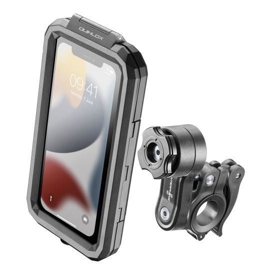 Univerzální voděodolné pouzdro na mobilní telefony Interphone Armor Pro, úchyt na řídítka QUIKLOX, max. 6,5", černé