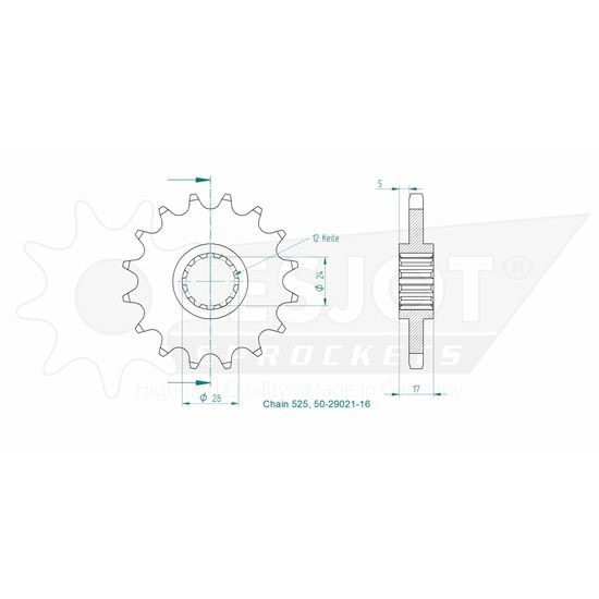 Řetězové kolečko 16 zubů