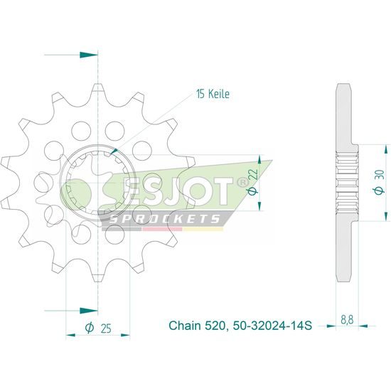 Řetězové kolečko 14 zubů