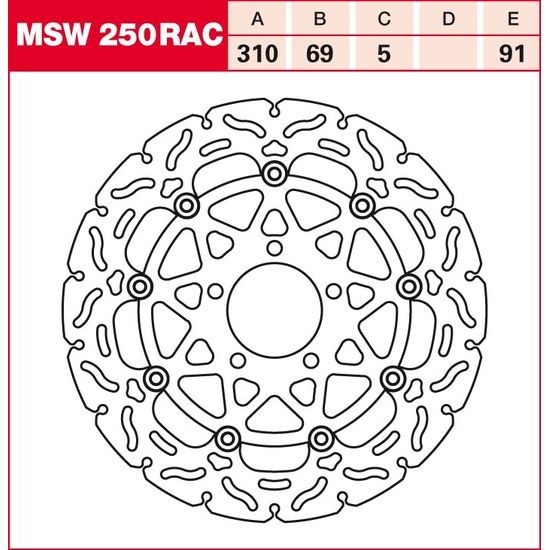 Brzdový kotouč plovoucí MSW250RAC