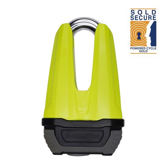 Mammoth Security Renegade zámek na kotouč 13mm fluo žlutá "Sold Secure Gold Approved"