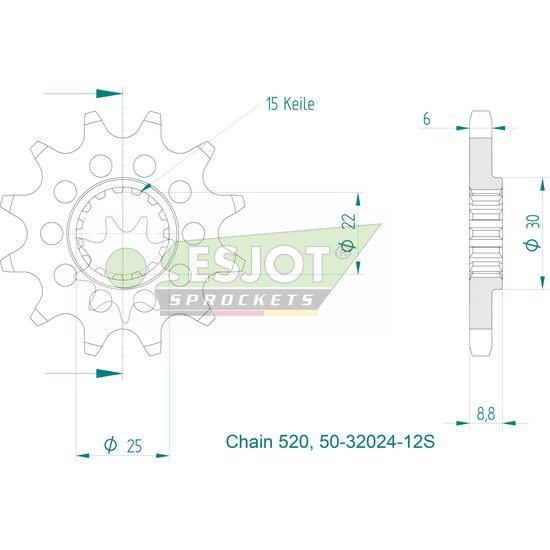 Řetězové kolečko 12 zubů