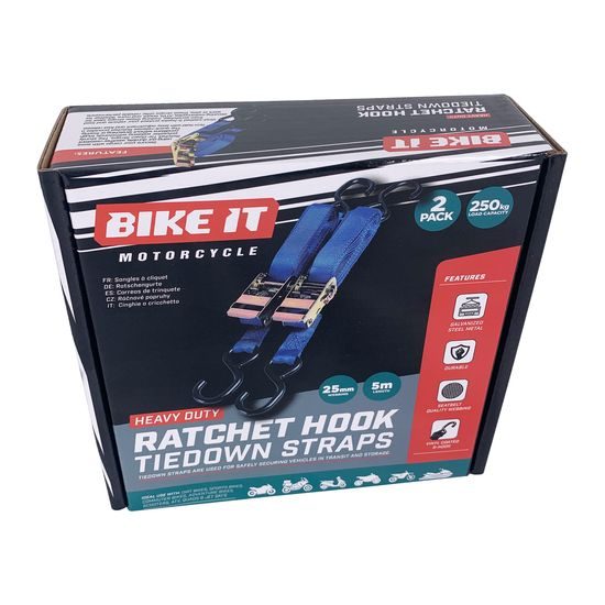 Bike It upínací ​​kurty 2ks modré s ráčnou