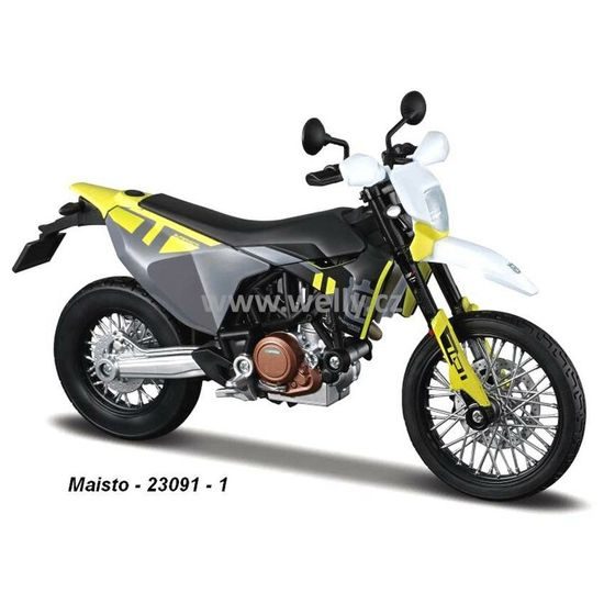 Maisto 1:18 Husqvarna 701 Supermoto 2023 (žlutá), model motocyklu