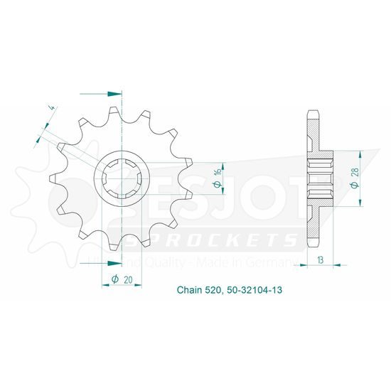 Řetězové kolečko 13 zubů