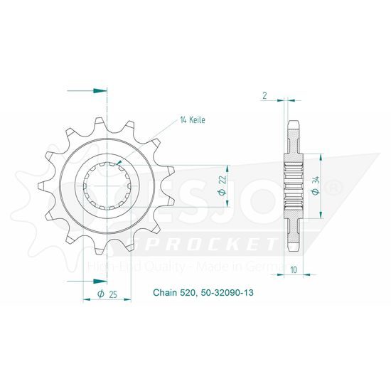 Řetězové kolečko 13 zubů
