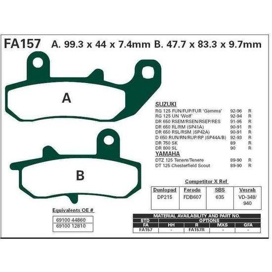 EBC FA157 zadní organické brzdové destičky na motorku