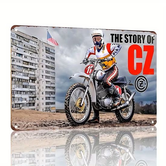 2D nástěnná vintage cedule, motiv THE STORY OF CZ