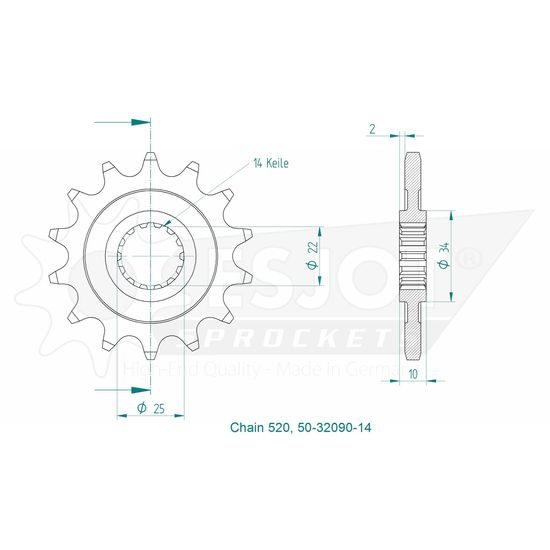 Řetězové kolečko 14 zubů