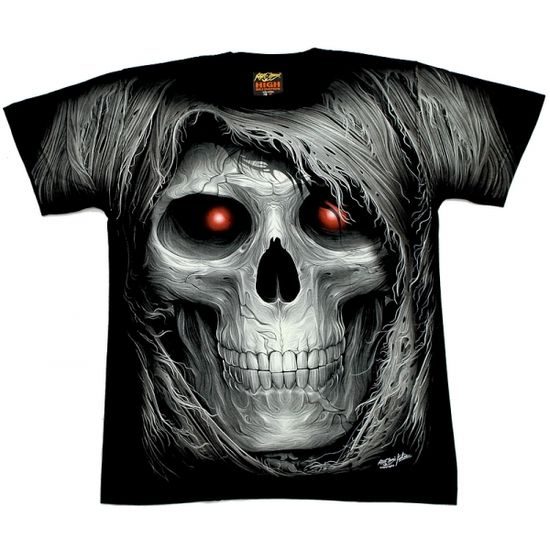 Triko svítící surviver - Lebka s vlasama