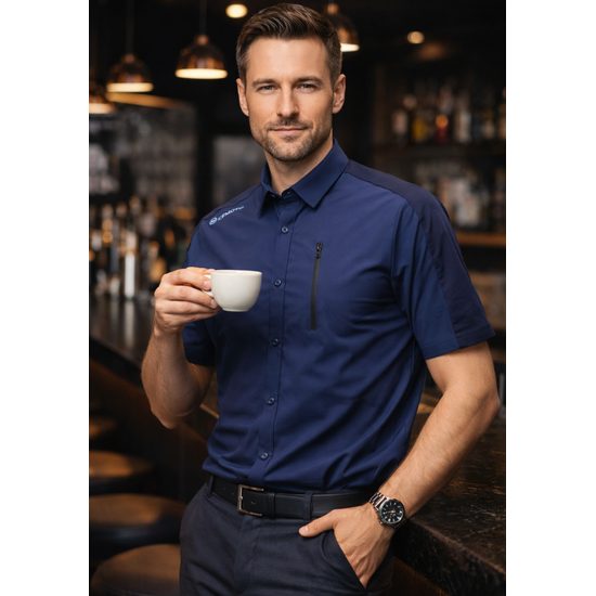 Pánská košile s krátkým rukávem CFMOTO (modrá)