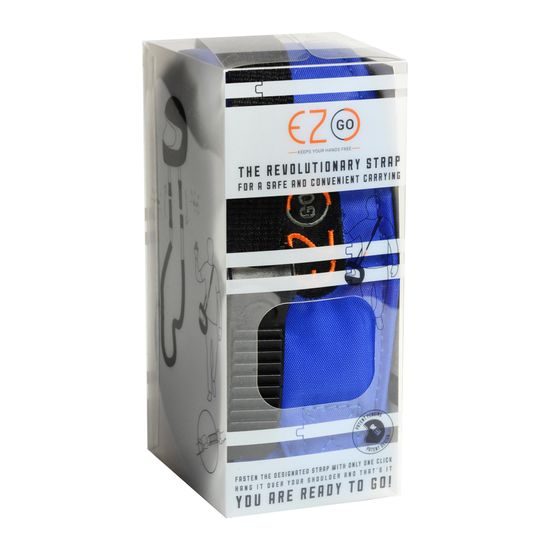 EZ-GO Popruh na přenášení helmy- modrý, s mikrometrickou přezkou, poslední kus