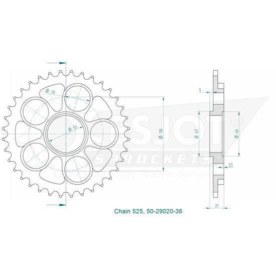 Rozeta 36 zubů stříbrná Ducati