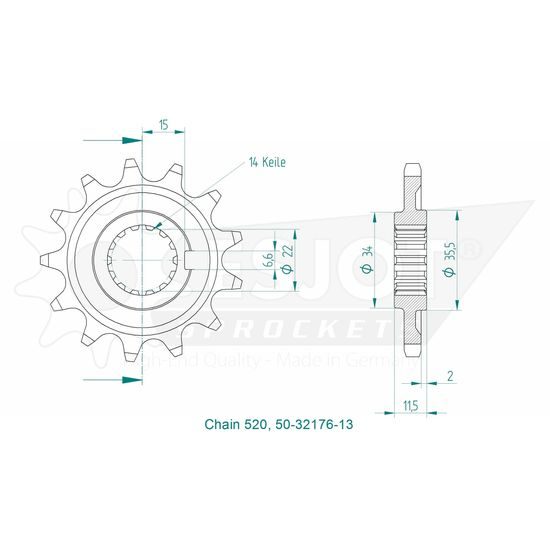 Řetězové kolečko 13 zubů
