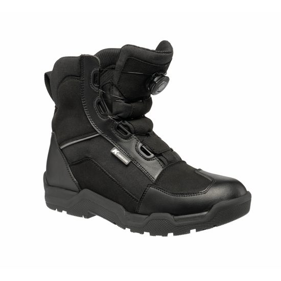 Moto obuv BERGAMO černé s rychlozapínáním, velikosti včetně nadrozměrů 49-52