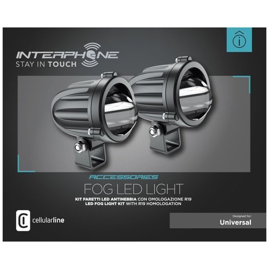 Sada přídavného LED osvětlení Interphone do mlhy pro motocykly, 2 x 10W, černé