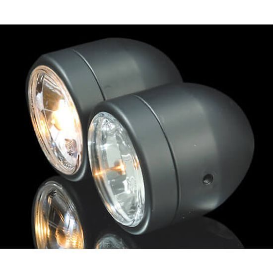 SHIN YO Headlight set, black, driving + low beam (pár)