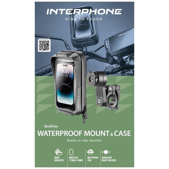 Univerzální voděodolné pouzdro na mobilní telefony Interphone QUIKLOX Waterproof, max. 7", úchyt na řídítka