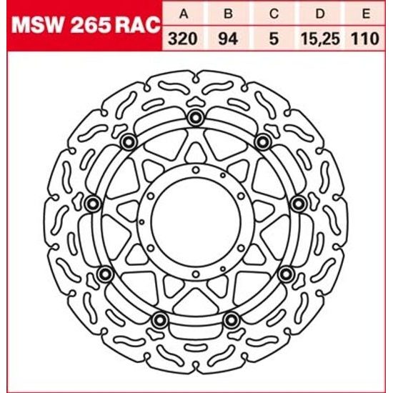Brzdový kotouč plovoucí MSW265RAC