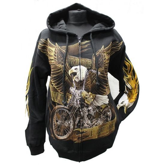 Mikina s kapucí na zip - Zlatý orel na moto