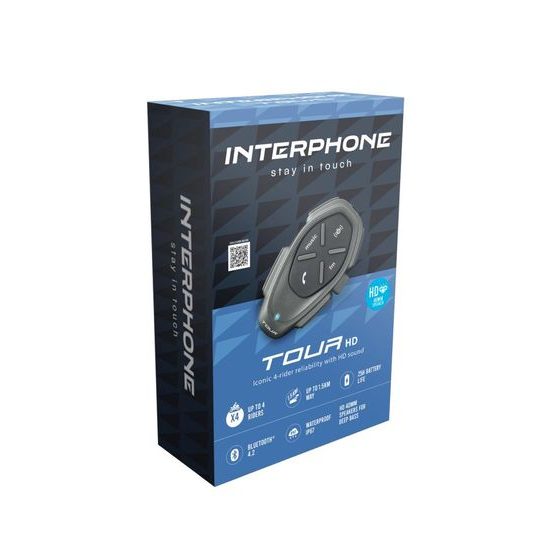 Bluetooth handsfree pro uzavřené a otevřené přilby CellularLine Interphone TOUR HD, Single Pack