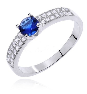 modrý stříbrný prsten