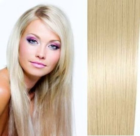 MICRO RING  100% Indické vlasy k prodloužení REMY, platinová Blond 46,55cm