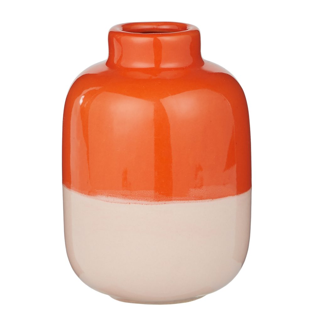 Levně TWO TONE Váza 10 cm - oranžová/sv. růžová