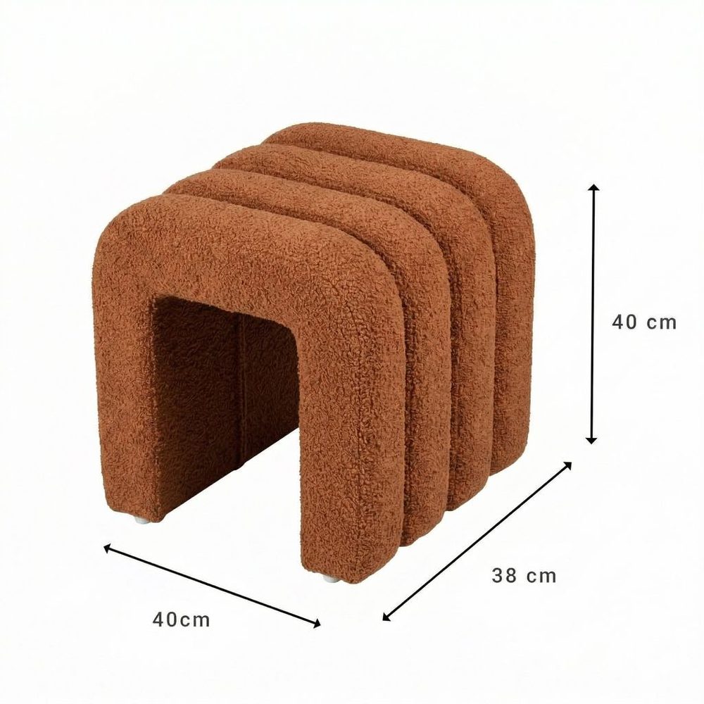 CHENILLE Taburet plyšový 40 cm - terakota (obrázek 6)