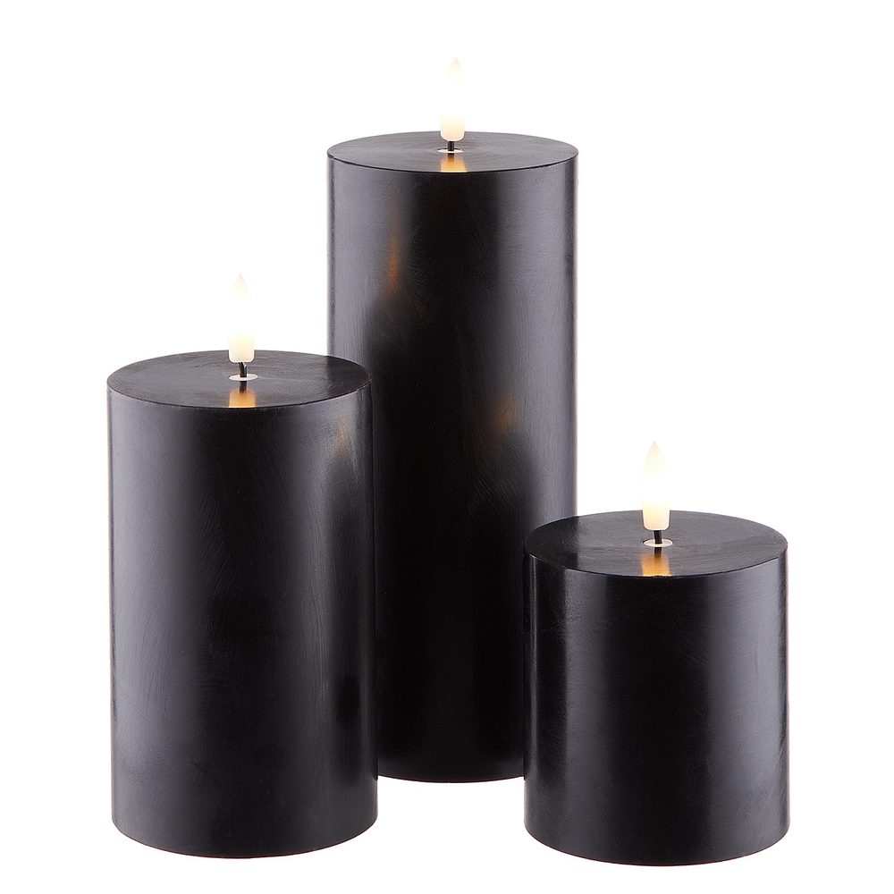 NORDIC LIGHT LED Svíčky 3 ks - černá
