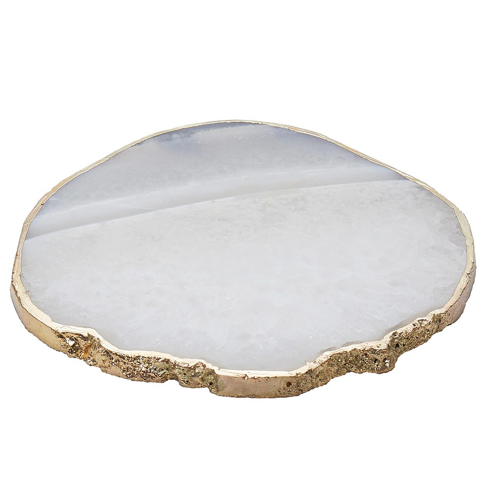 CRYSTAL Podtácek z drahých kamenů 10 cm - bílá