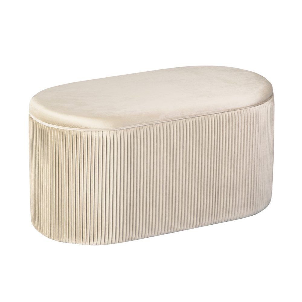 SHEHERAZADE Sedák oválný sametový s úložným prostorem - krémová