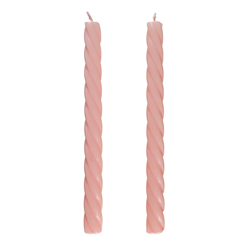 TWISTED Sada lesklých svíček 2 ks 25,5 cm - sv. růžová