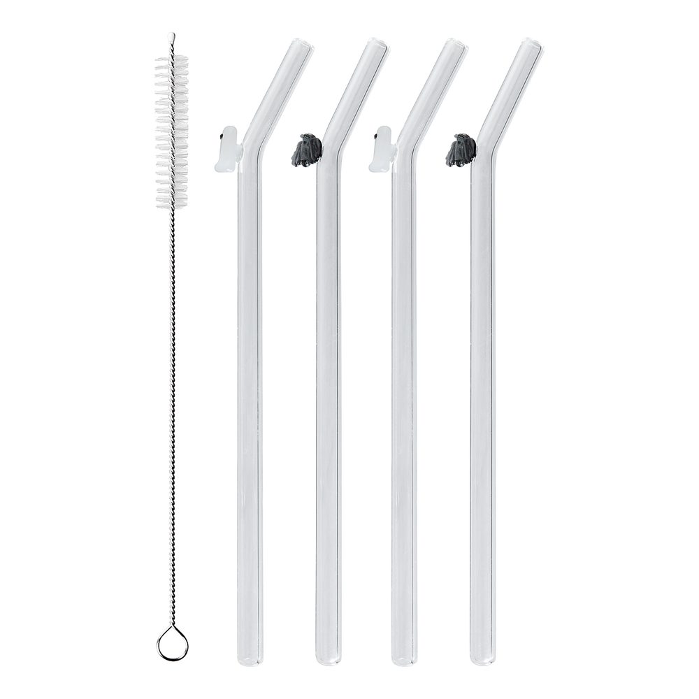 LONG DRINK Skleněná brčka s kartáčkem "Halloween" set 5 ks