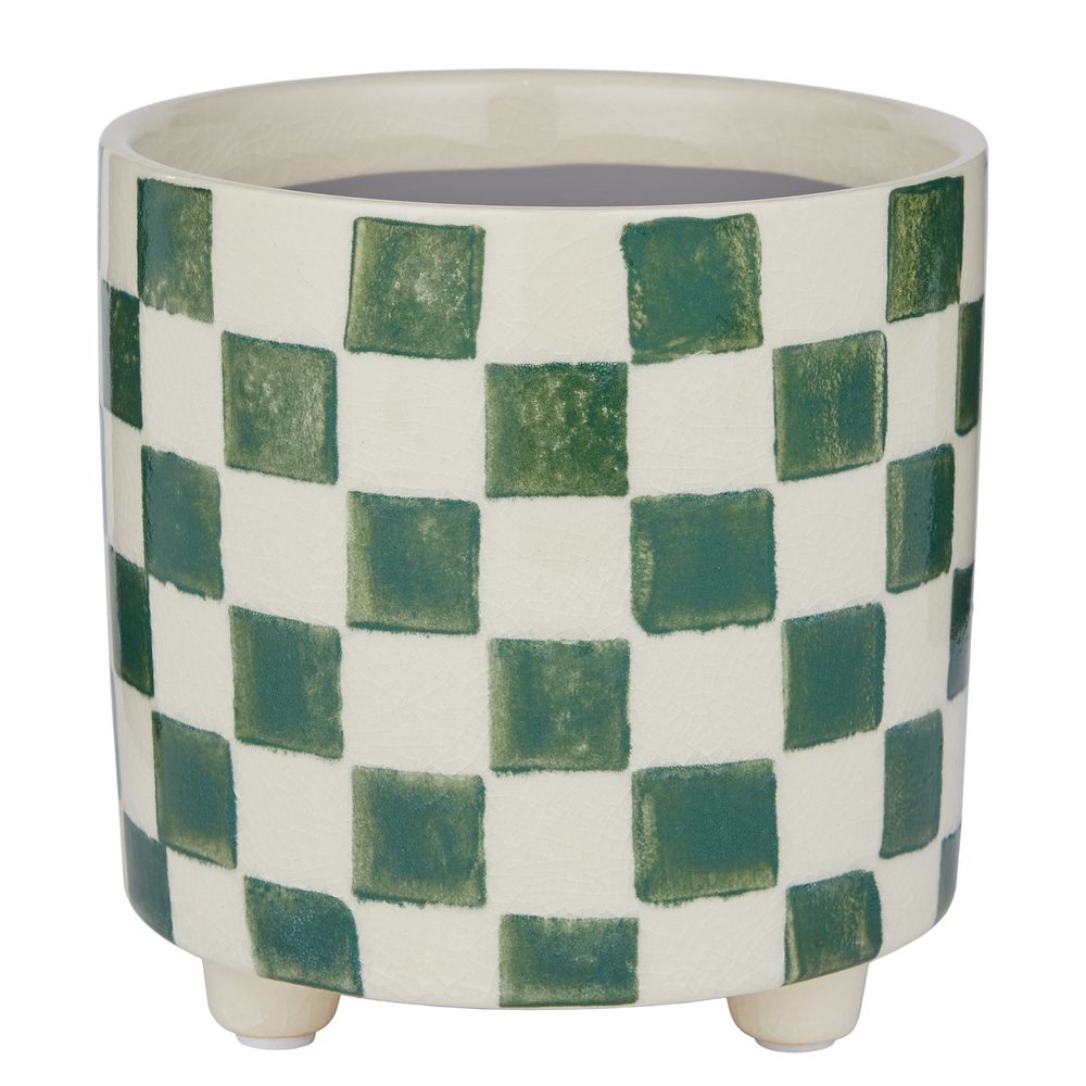 Levně NEW DELFT Květináč šachovnice 13,5 cm zelená