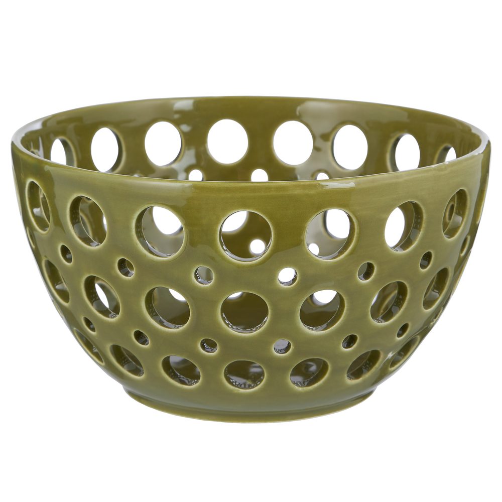 Fotografie REVIEW Dekorační mísa s otvory 20 cm - zelená