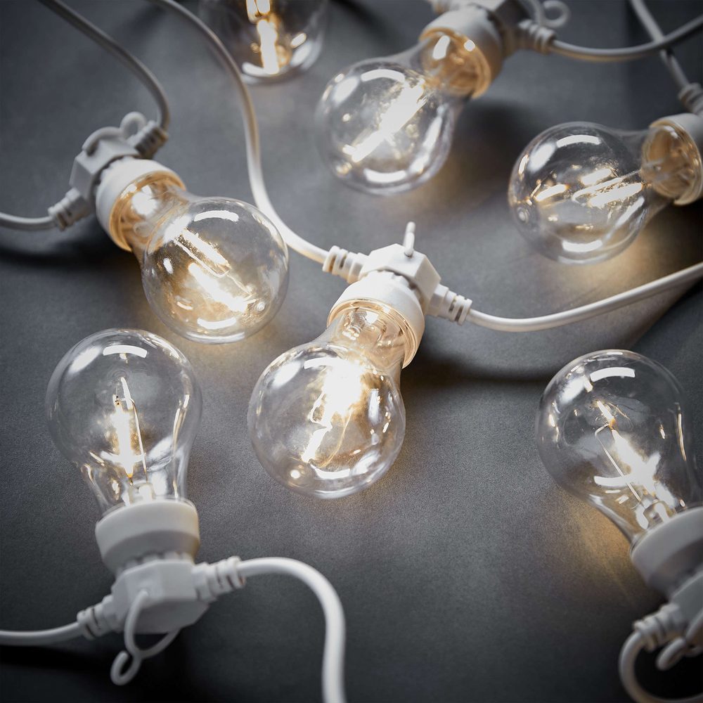 BULB LIGHTS Venkovní světelný řetěz žárovky 10 světel se zástrčkou - krémová