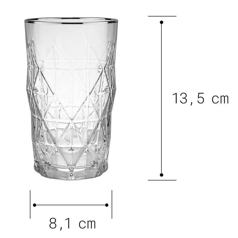 UPSCALE Sklenice na long drink se stříbrným okrajem 460 ml (obrázek 3)