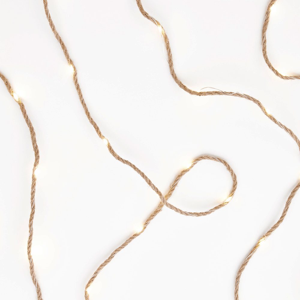 Fotografie FARMHOUSE Venkovní světelný řetěz přírodní lano 100 světel se zástrčkou