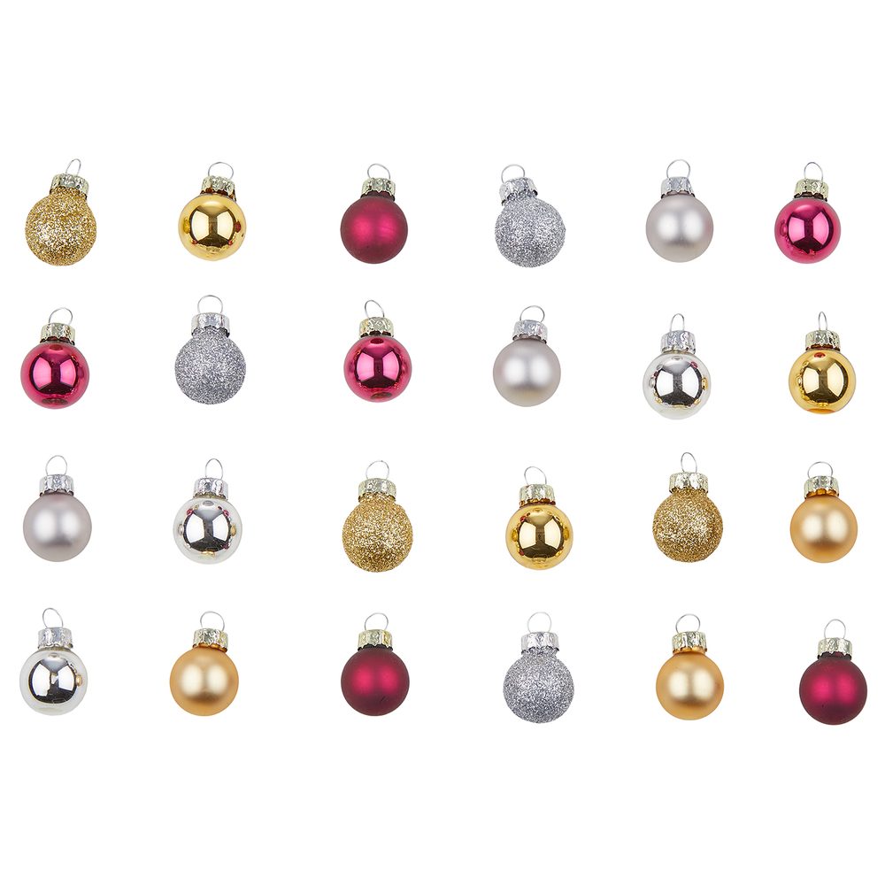 HANG ON Vánoční mini ozdoby 24 ks - červená/zlatá