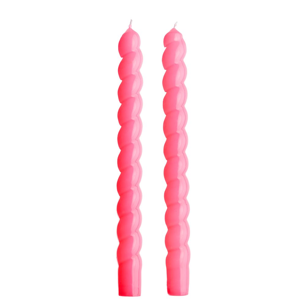 Levně TWISTED Sada lesklých svíček 2 ks 25,5 cm - růžová