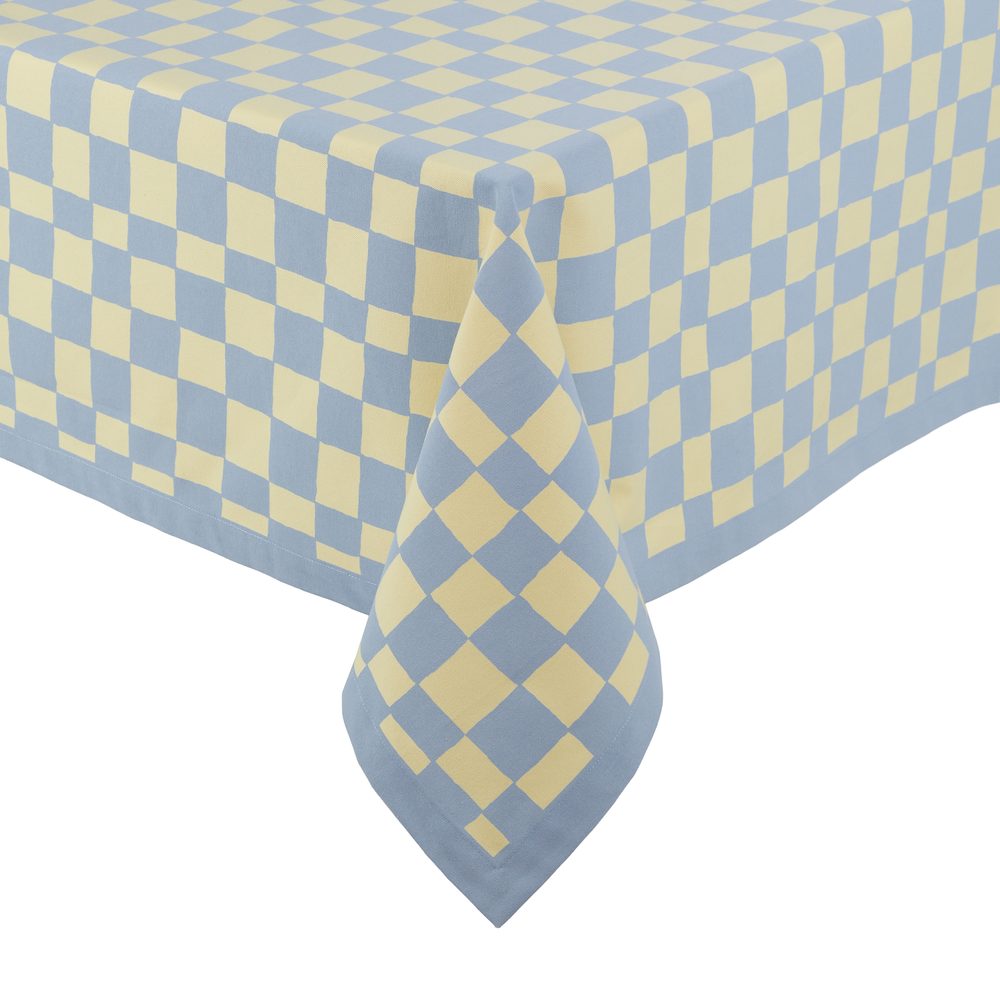 Levně CHECKER STYLE Ubrus 250 x 160 cm - sv. modrá