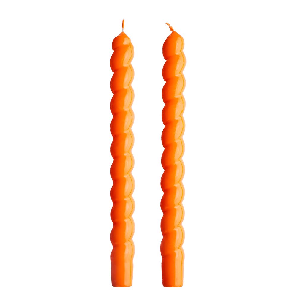 Levně TWISTED Sada lesklých svíček 2 ks 25,5 cm - oranžová