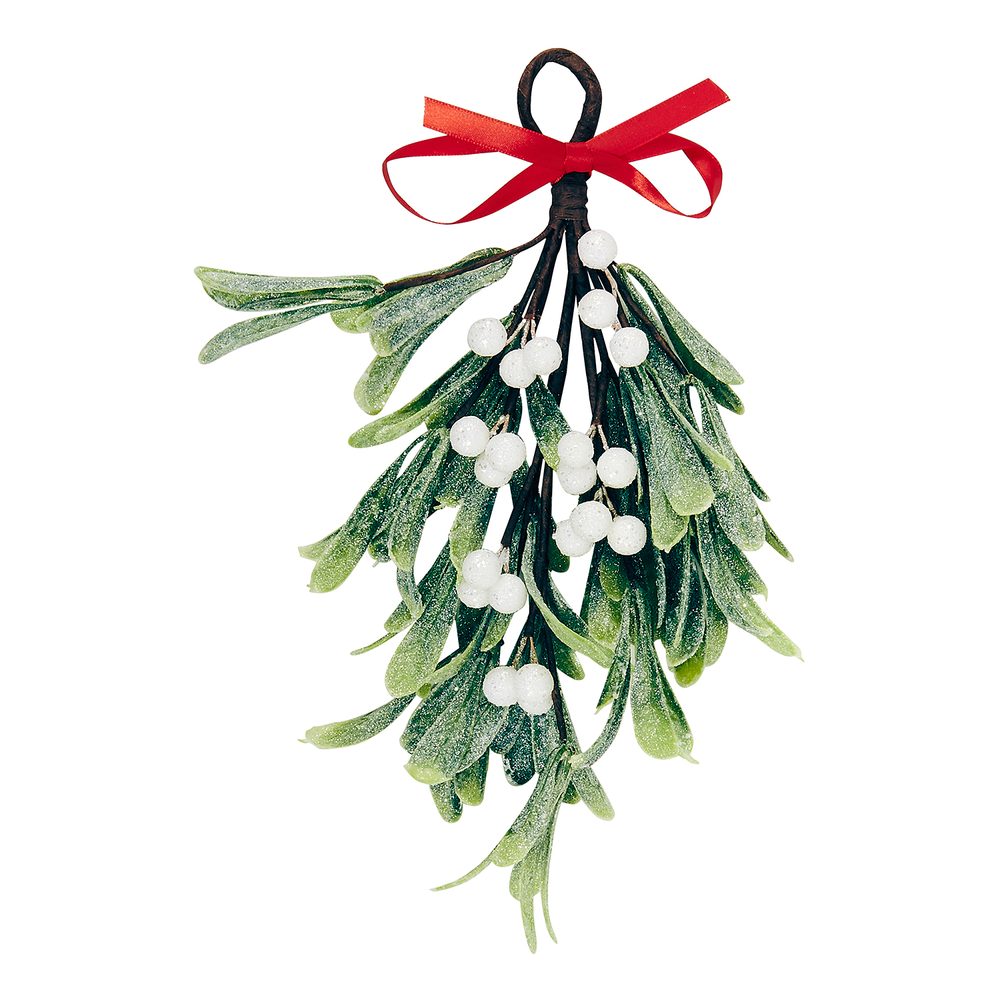 X-MAS Větvička jmelí se třpytkami k zavěšení 30 cm