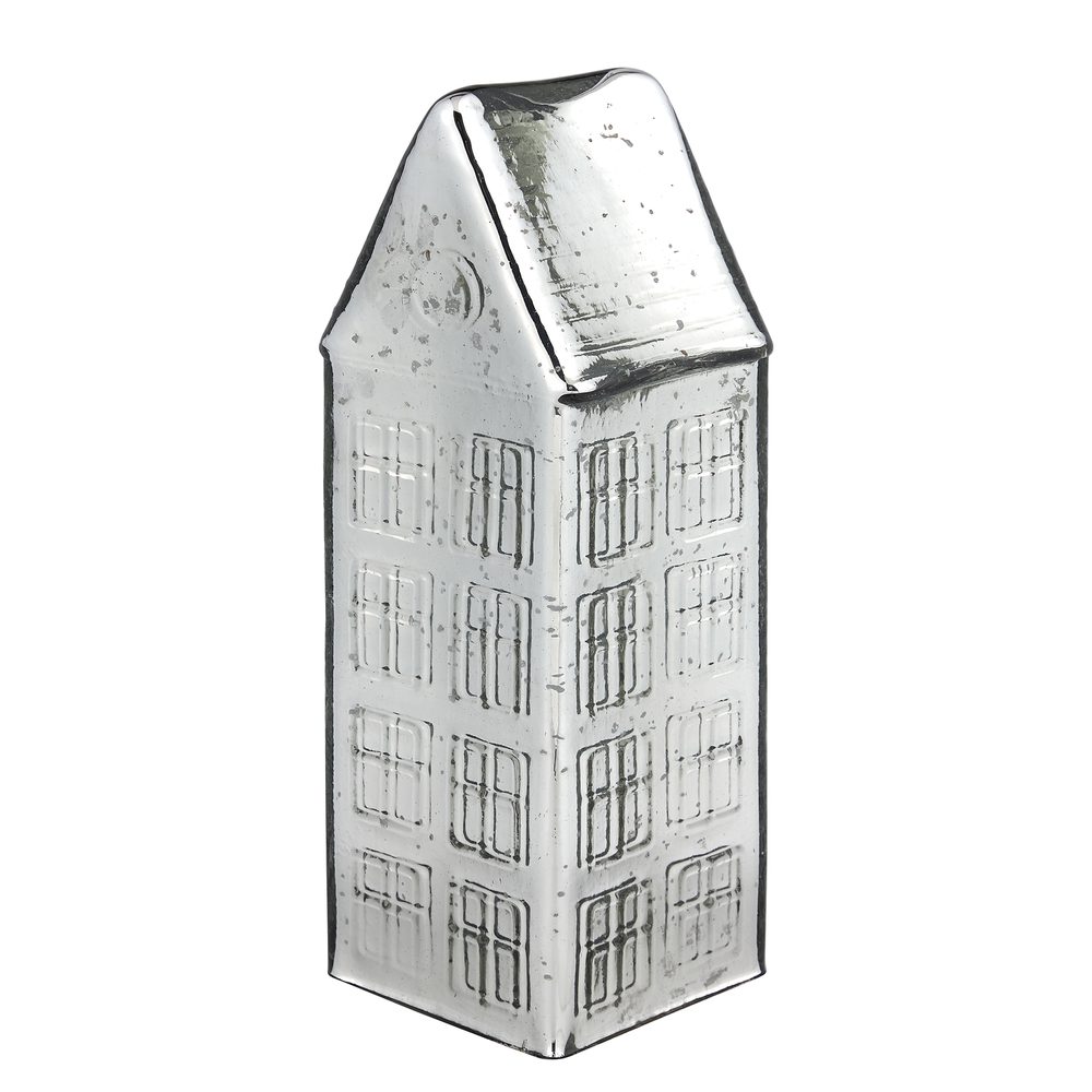 Fotografie JOLLY & BRIGHT Domeček skleněný 30 cm - stříbrná